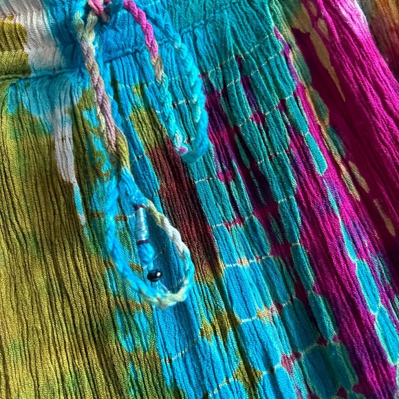 Made in India Rainbow Colorful Boho Indie Whimsy Fairy Waist Tie Maxi Skirt M-L - Picture 6 of 6